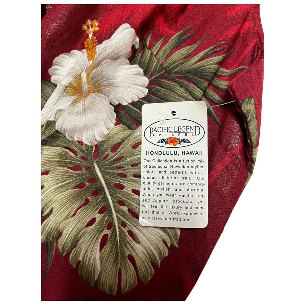 New Pacific Legend Tropical Hibiscus Monstera Hawaiian Tank Maxi Dress Red XL - Picture 6 of 11